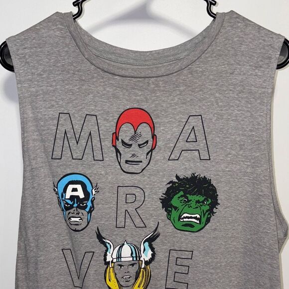 Marvel Kids Gray Tank Top with Superhero Faces - Picture 2 of 8
